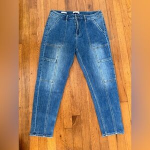 VIGOSS Blue Slim Straight Cargo Jeans